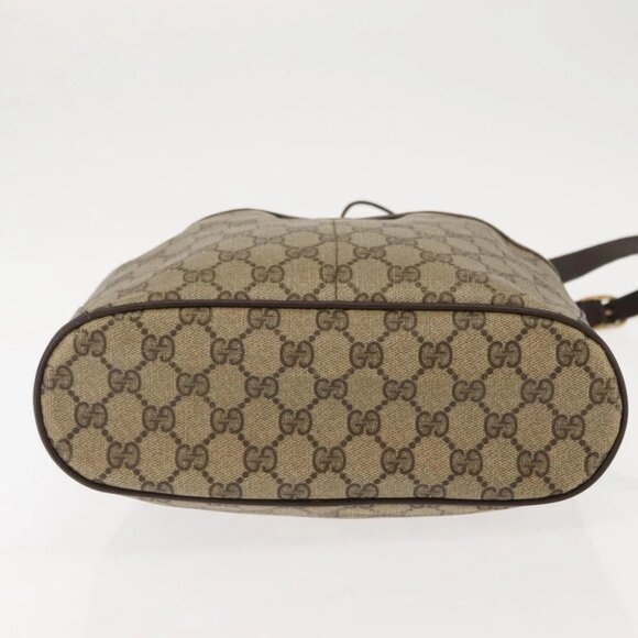 GUCCI GG Canvas Web Sherry Line Shoulder Bag PVC Leather Beige Green - Picture 6 of 15